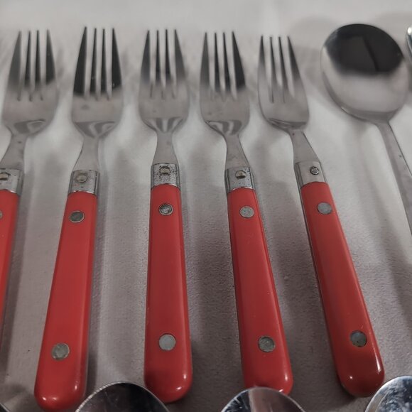 51 IKEA Red Stainless Steel Cutlery Flatware Serving Utensils Fork Spoon Knife - Picture 11 of 14